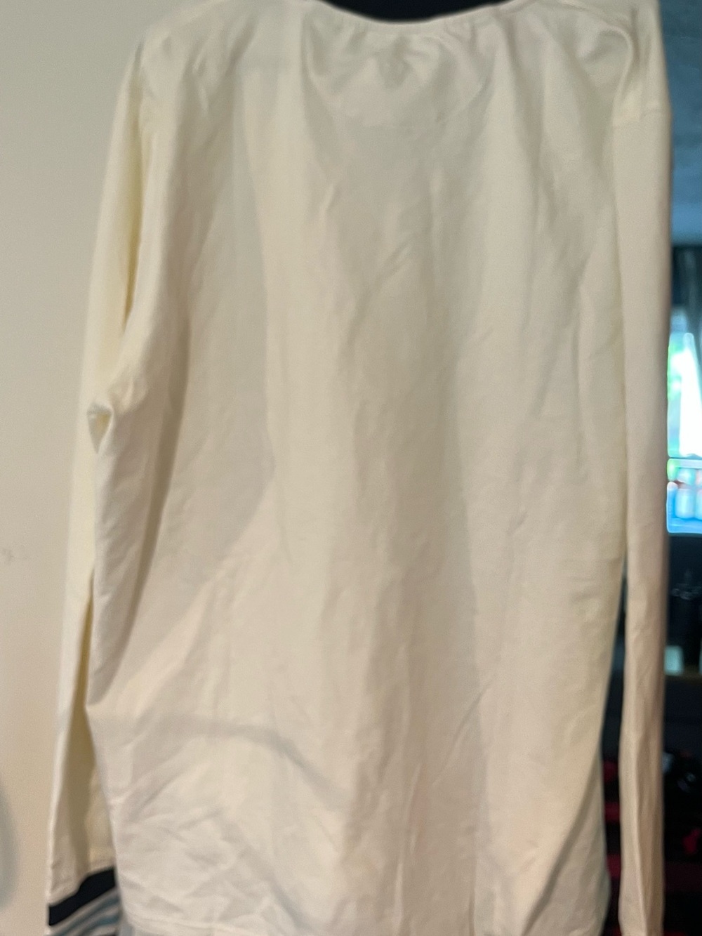 Unisex Cream Half-Zip Shirt with Navy-Trim Stand Collar - Picture 6 of 10